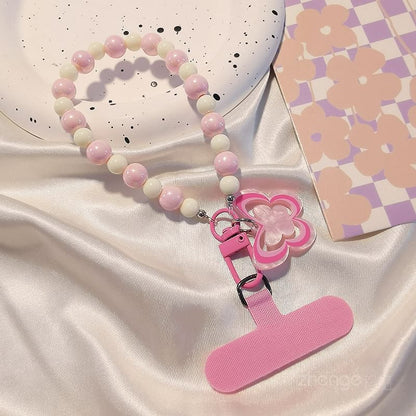 Dragonne de téléphone en perles papillon avec coussinet de lanière