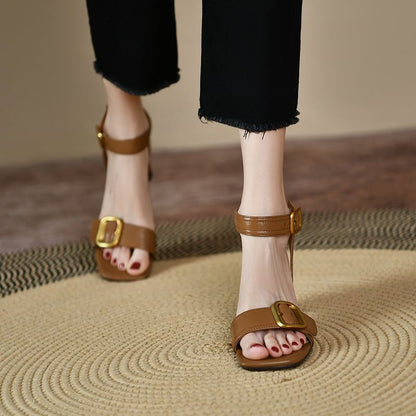 Sandals Block Heel Buckled