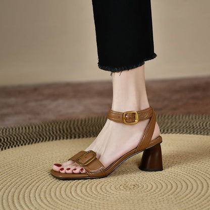 Sandals Block Heel Buckled