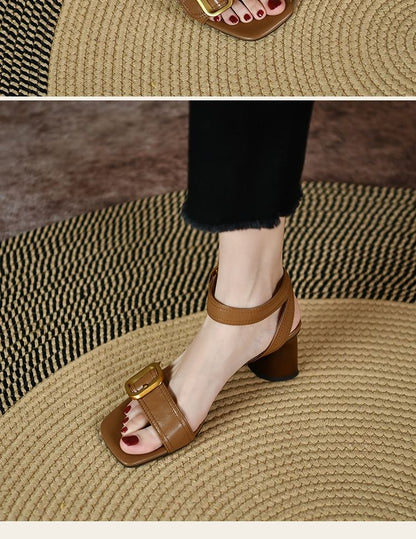 Sandals Block Heel Buckled
