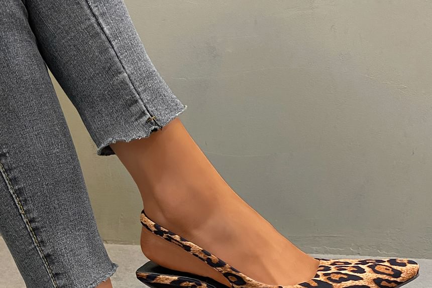 Leopard Print Slingback Kitten Heel Mules