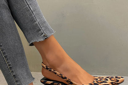 Leopard Print Slingback Kitten Heel Mules