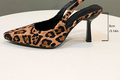Leopard Print Slingback Kitten Heel Mules