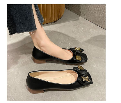 Toe Bow Accent Flats Square
