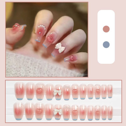 Peach Bow Press On Nail