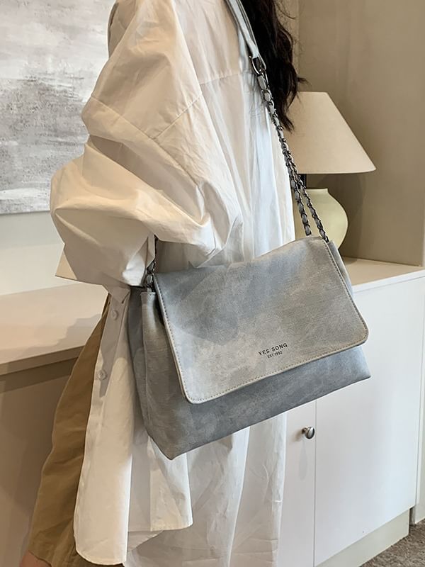 Bag Strap Flap Tote Leather Lettering Chain Faux