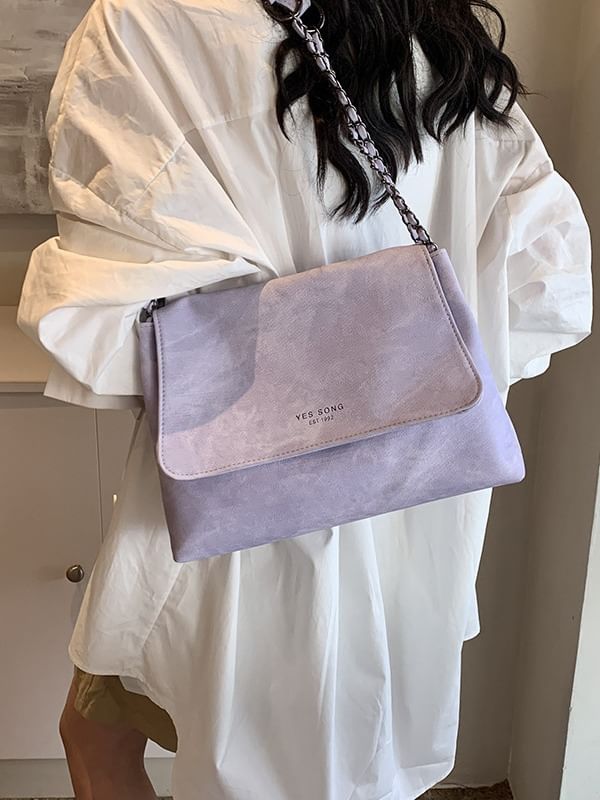 Bag Strap Flap Tote Leather Lettering Chain Faux