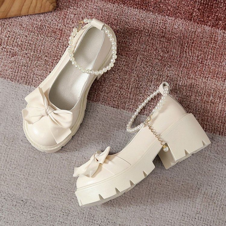 Mary Platform Bow Shoes Jane Accent