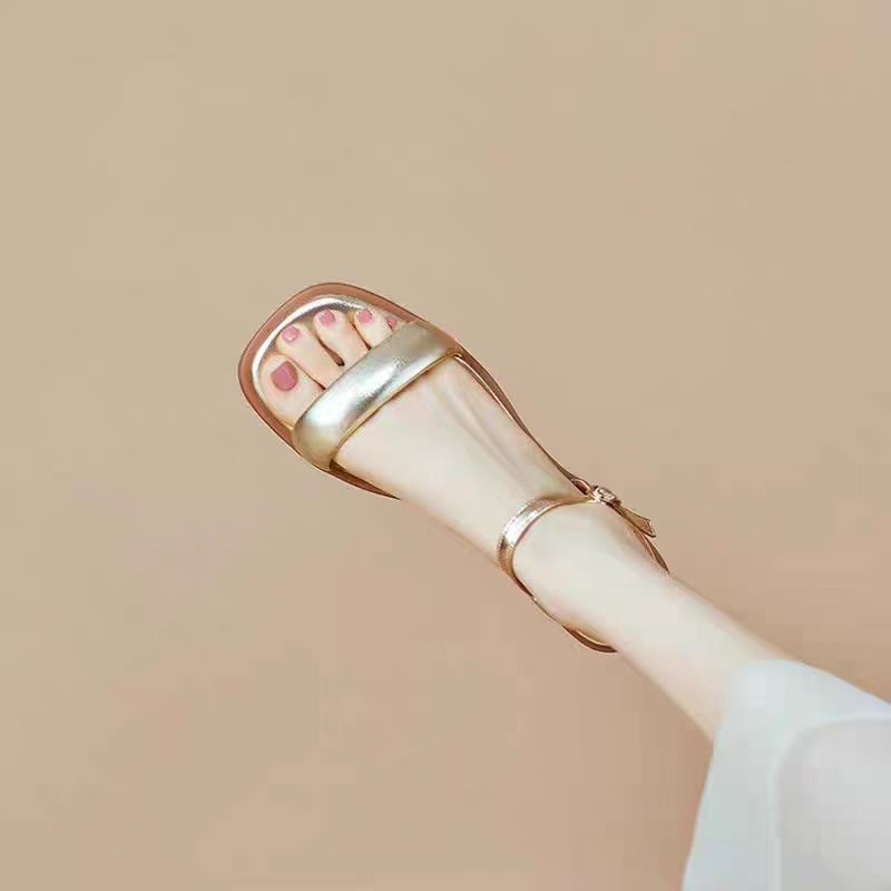 Faux Metallic Leather Sandals