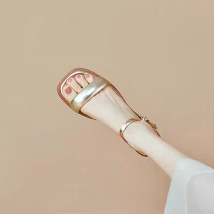 Faux Metallic Leather Sandals