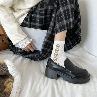 Platform Faux Loafers Leather