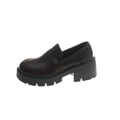 Platform Faux Loafers Leather