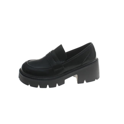 Platform Faux Loafers Leather