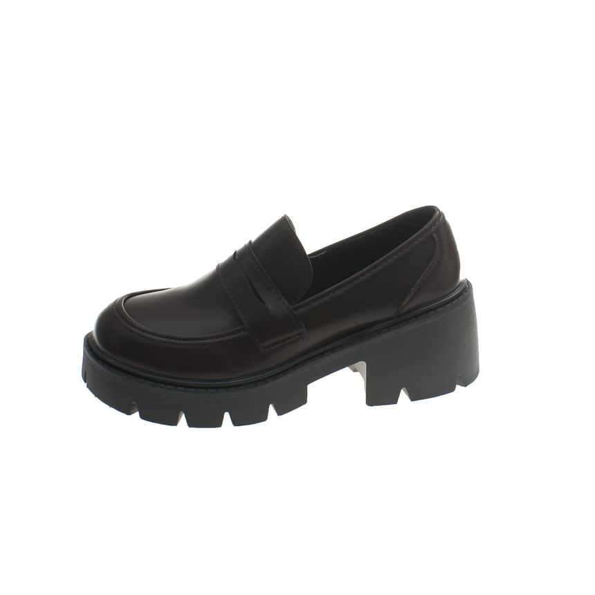 Platform Faux Loafers Leather