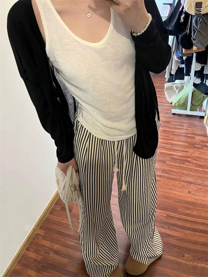 Mid Rise Striped Wide Leg Pants (Various Designs)