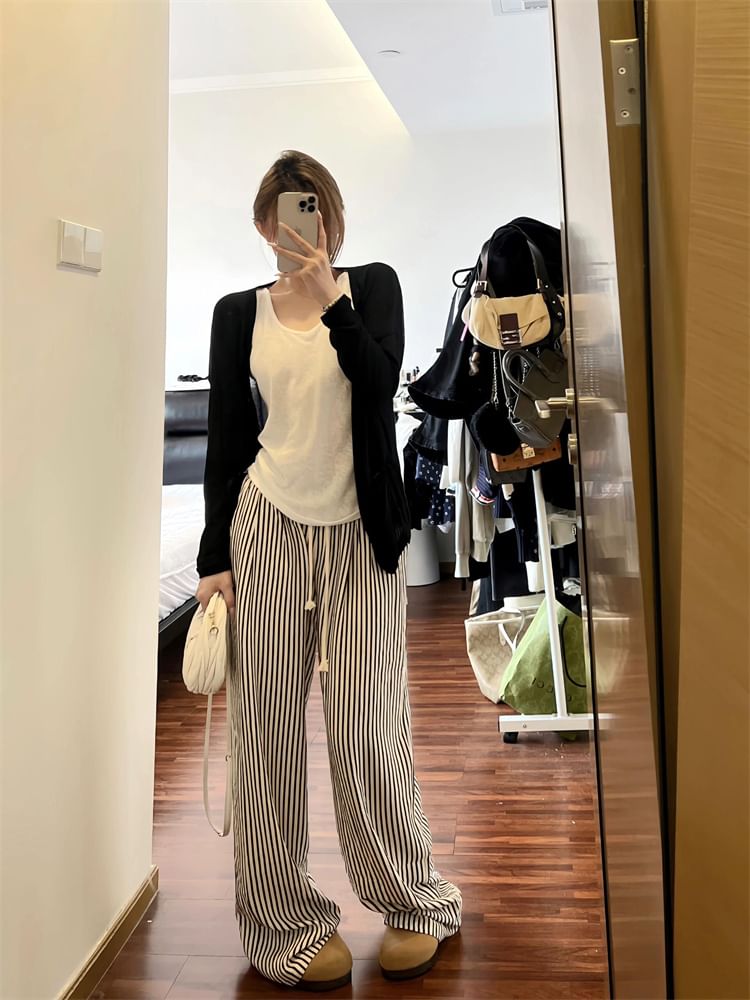 Mid Rise Striped Wide Leg Pants (Various Designs)