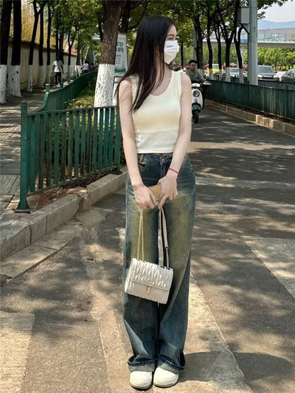 Mid Rise Washed Wide Leg Jeans (Various Designs)