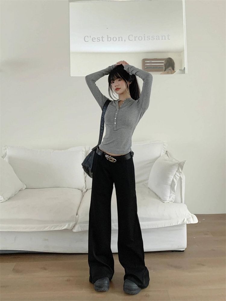 Low Rise Plain Flared Pants (Various Designs)