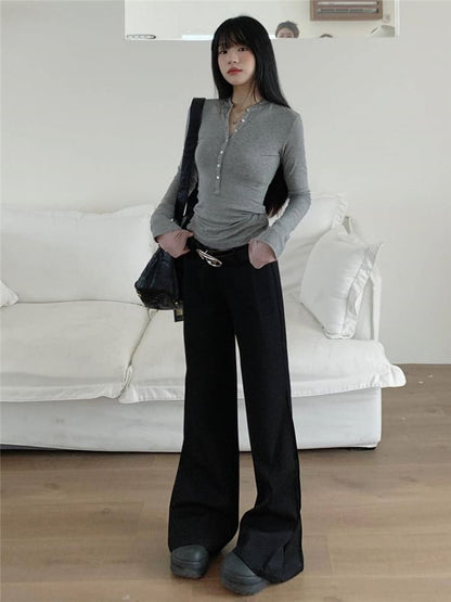 Low Rise Plain Flared Pants (Various Designs)