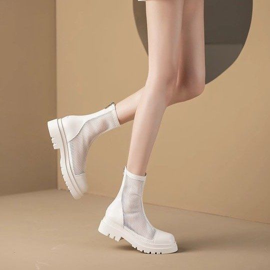 Platform Panel Mesh Short Boots