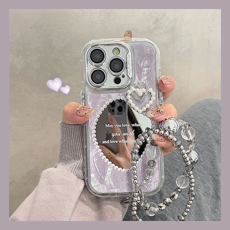 Faux Pearl Mirrored Phone Case