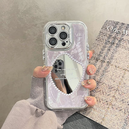 Phone Case Faux Pearl Mirrored