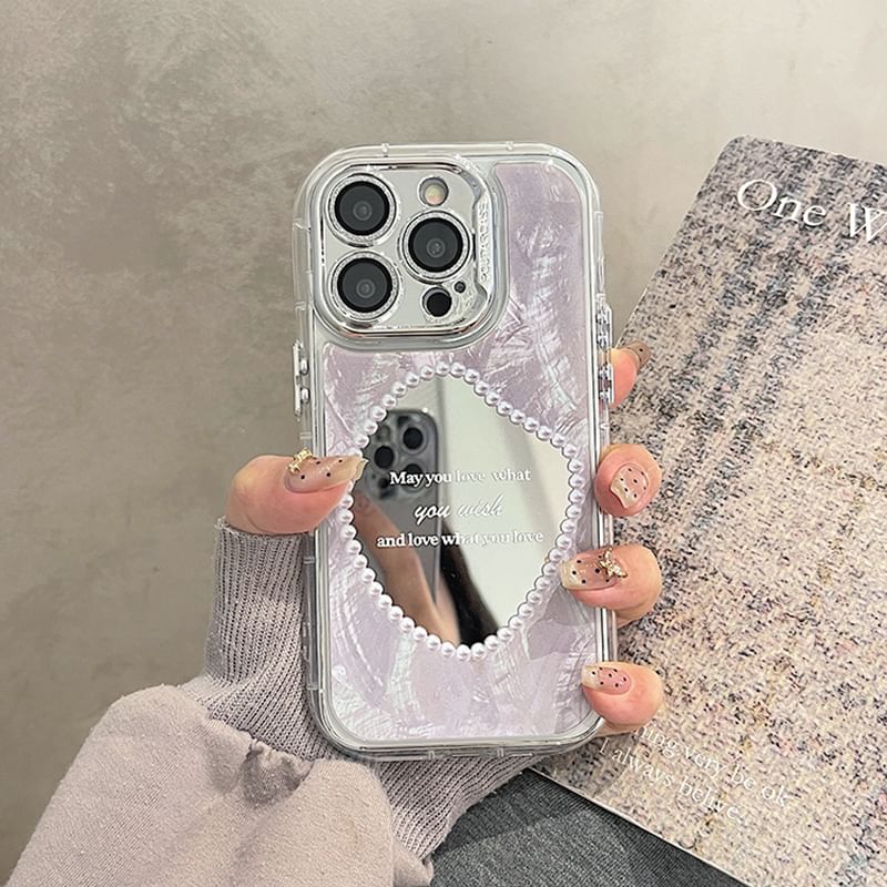 Faux Pearl Mirrored Phone Case