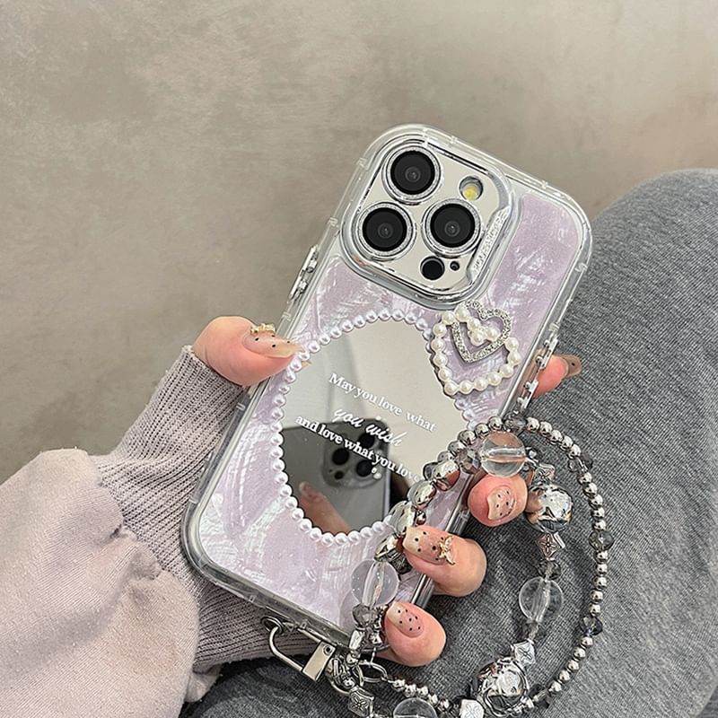 Faux Pearl Mirrored Phone Case