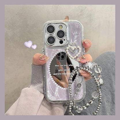 Phone Case Faux Pearl Mirrored