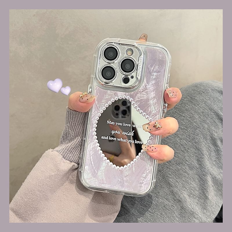Faux Pearl Mirrored Phone Case