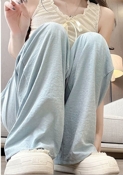 High Rise Plain Wide Leg Sweatpants