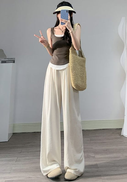 High Rise Plain Wide Leg Sweatpants