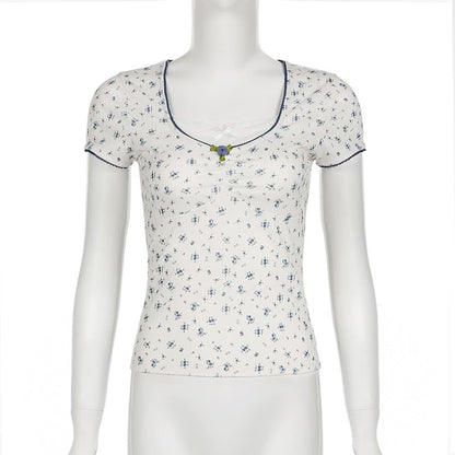 Short-Sleeve V-Neck Floral T-Shirt