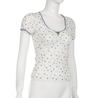 Short-Sleeve V-Neck Floral T-Shirt