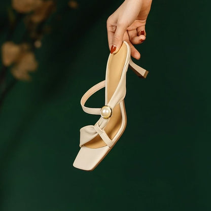 Plain High Waist Sandals Slide