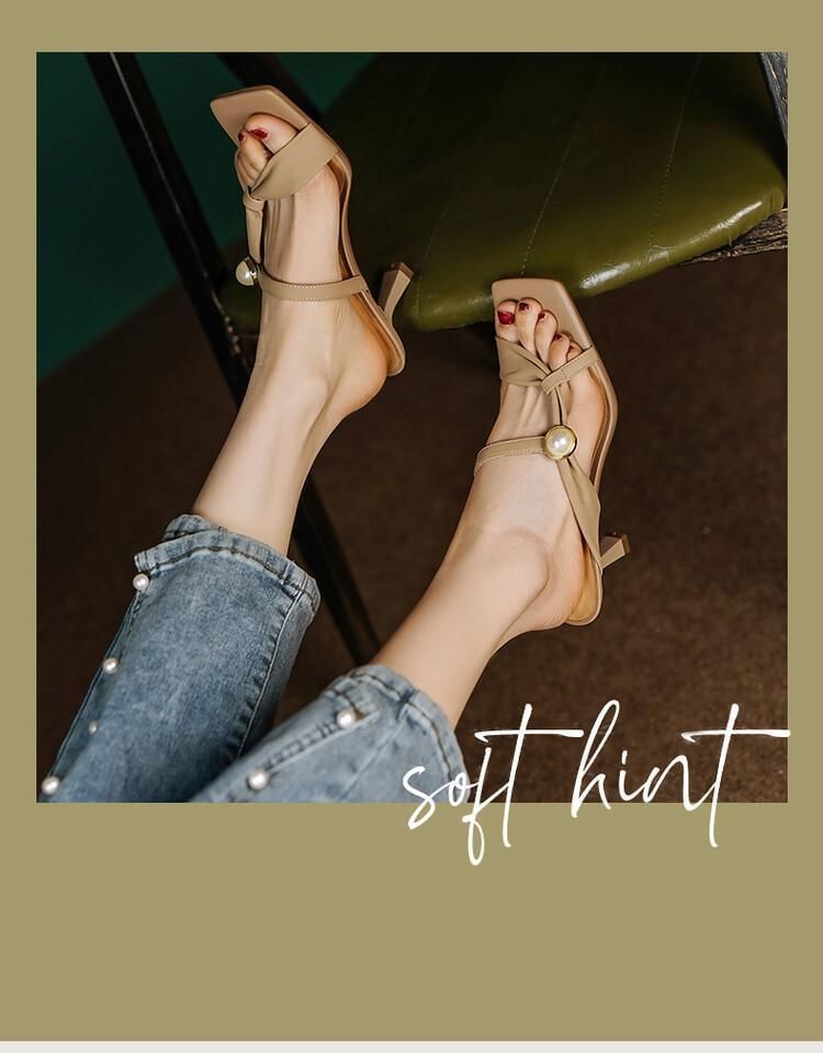 Plain High Waist Sandals Slide