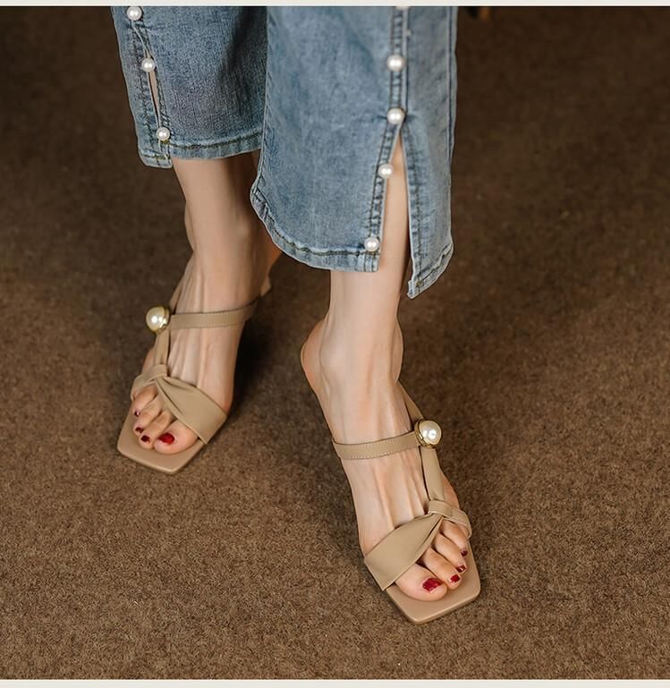 Plain High Waist Sandals Slide