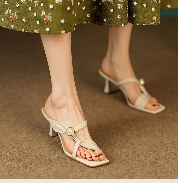 Plain High Waist Sandals Slide