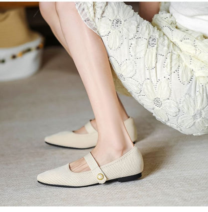 Plain Fabric Mary Jane Flats