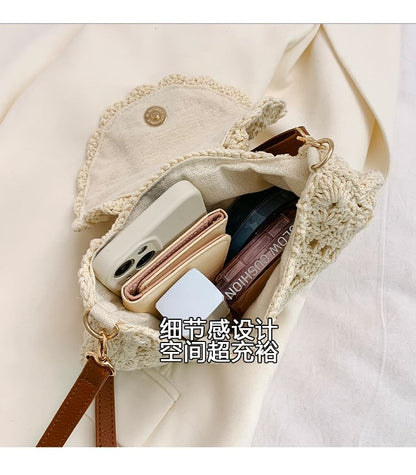 Woven Flap Crossbody Bag