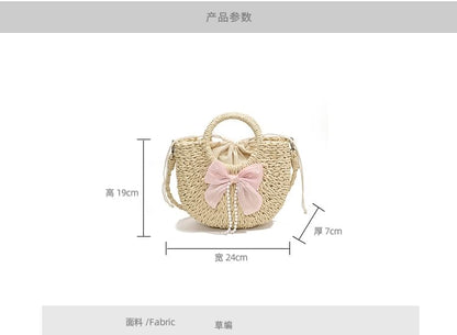 Set: Top Handle Woven Crossbody Bag + Scarf