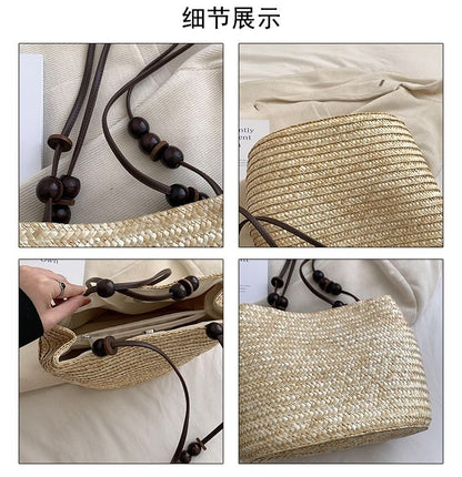 Beaded Woven Tote Bag