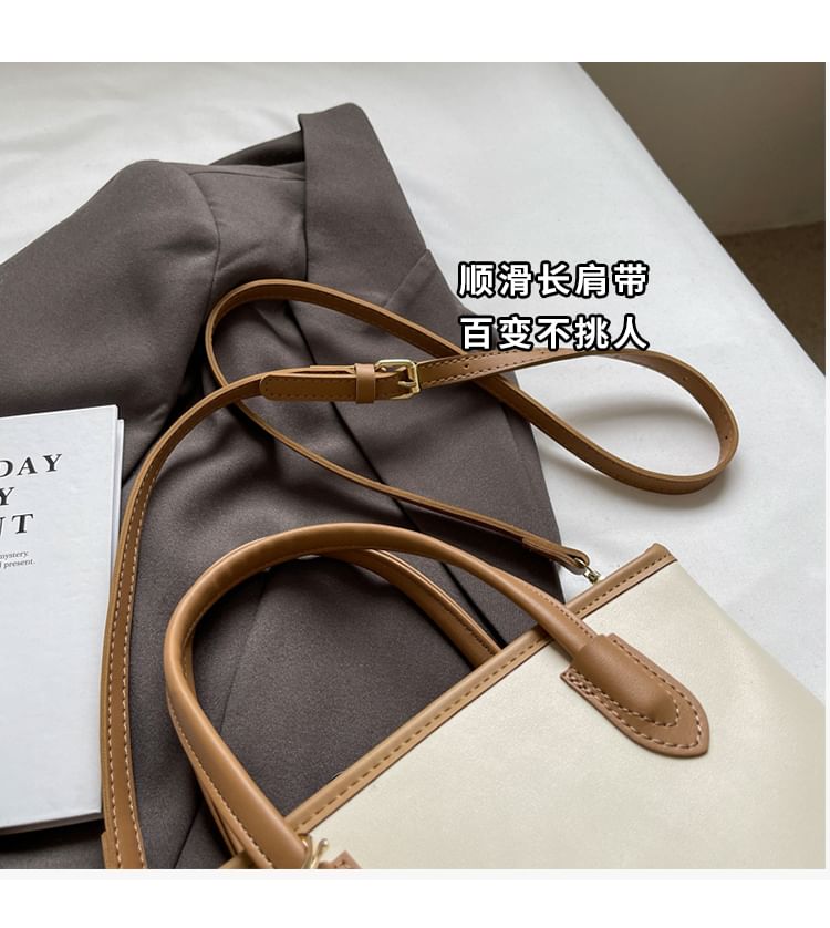 Set: Top Handle Faux Leather Crossbody Bag + Bag Charm