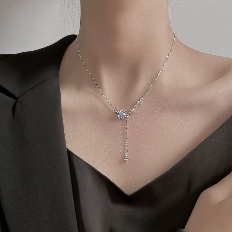 Planet Rhinestone Alloy Lariat Necklace