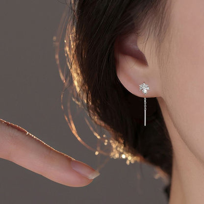 Leaf Alloy Threader Earring