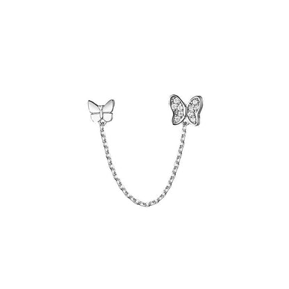 Butterfly Chained Alloy Stud Earring