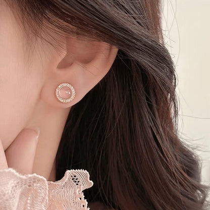 Faux Gemstone Bead Alloy Stud Earring