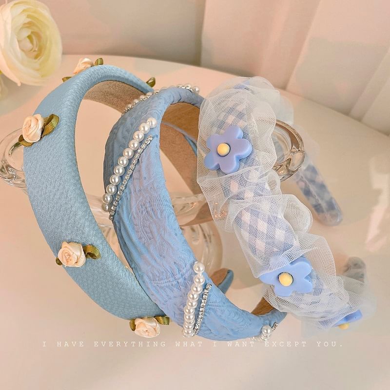 Faux Flower Band Hair (Various Pearl Designs)