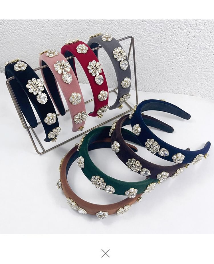 Rhinestone Flower Band Hair Gemstones