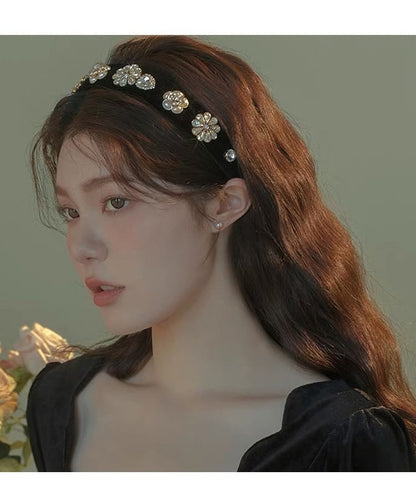 Rhinestone Flower Band Hair Gemstones